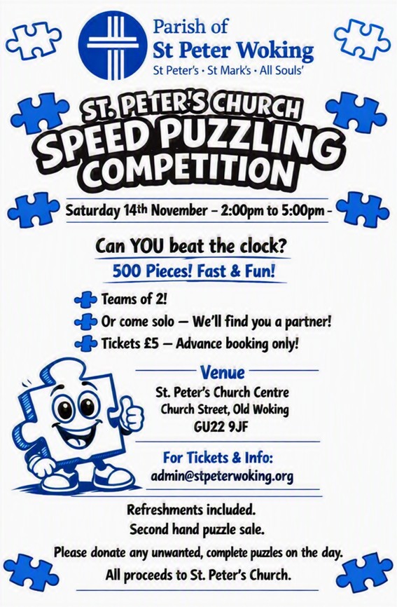 Jigsaw Puzzling Competition - Sat 14 Nov